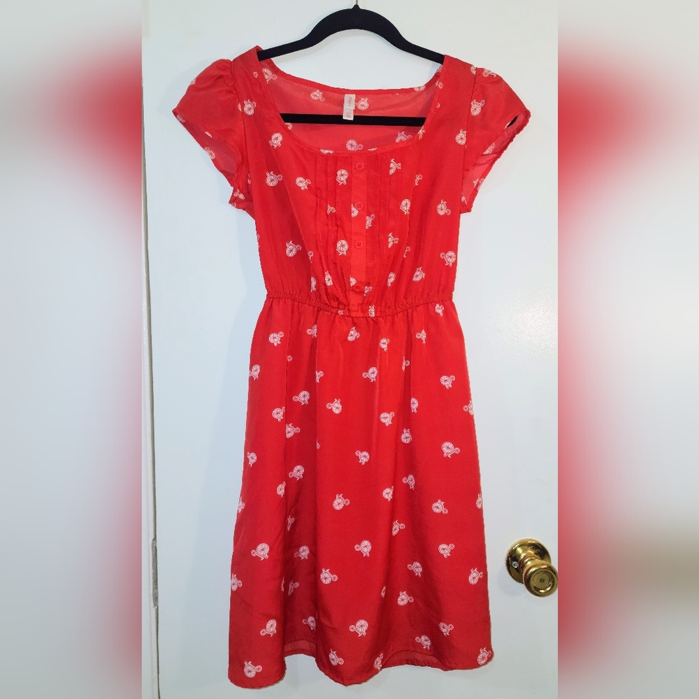 Xhilaration sizeSP Red Pull Over Fit & Flare Midi Dress Elastic Waist & …
